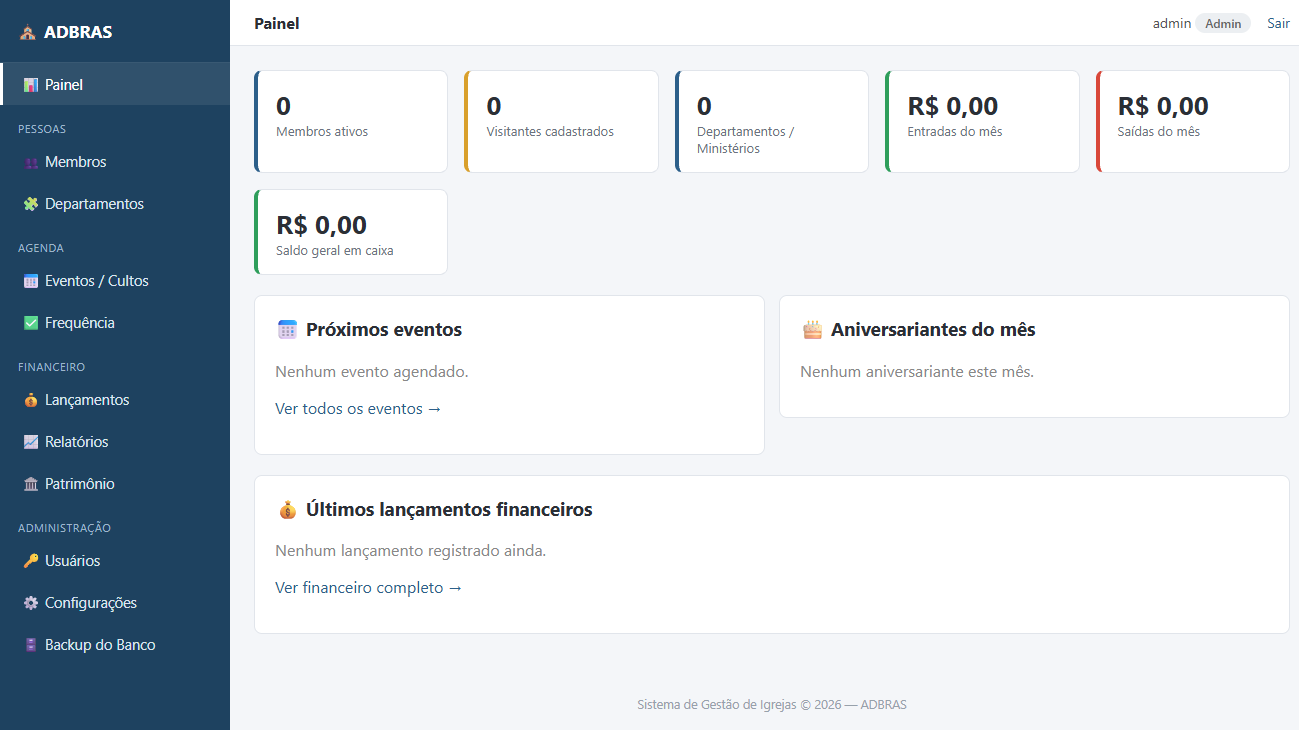 Sistema de Gestão para Igrejas em PHP