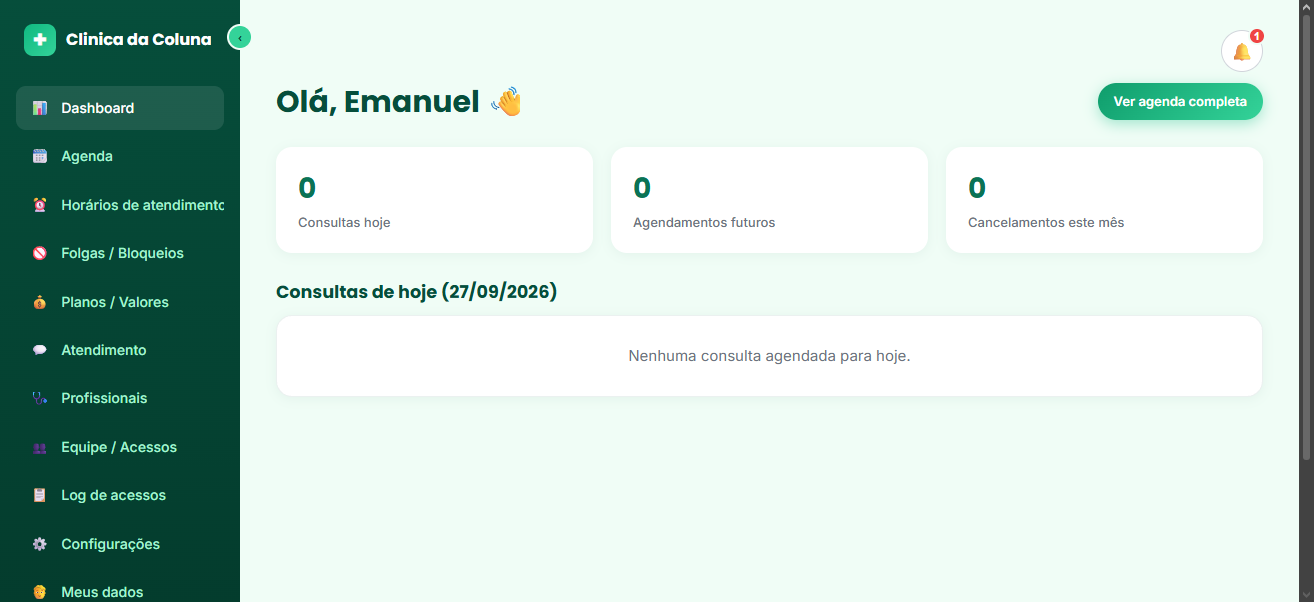 Sistema de Agendamento para Clinicas